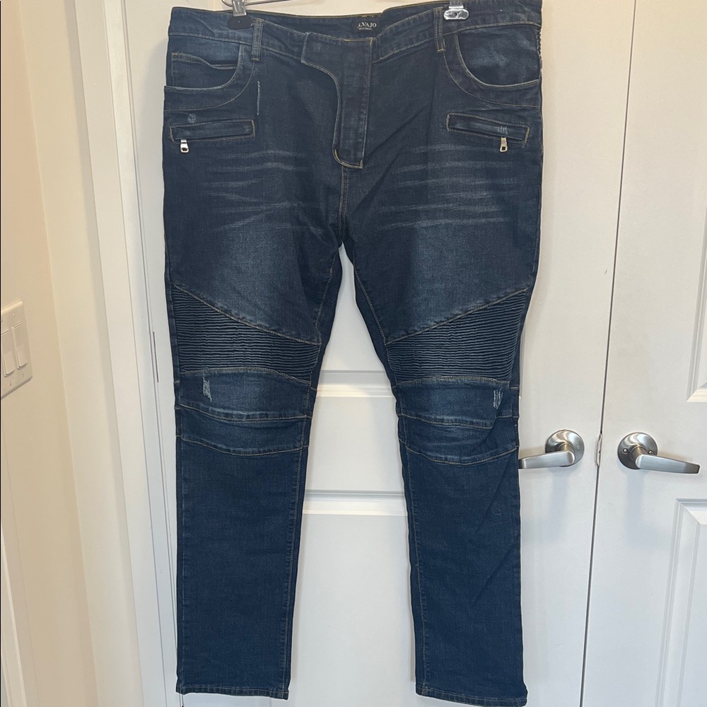 Men's Dark Blue Biker Skinny Jeans